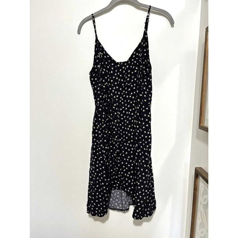 Floral Mini Slip‎ Dress XL Black Daisy Soft Spaghetti Strap Cottage Y2K Sundress
